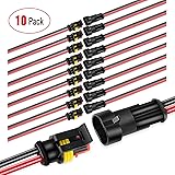 Nilight - 50020R 2Pin Way 16AWG Waterproof Wire 1.5mm Series Terminal Connector-10 Pack,2 Years Warranty