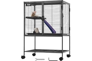 VEVOR 34" Rolling Metal Ferret Cage, Large 2-Tier Critter Nation Cage, Small Animal Cage with Ramps & Tray, Easy to Set up for Pet Mice, Hamster, Guinea Pig, Chinchilla, Squirrel, Hedgehogs, Bunny