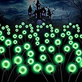 ASMAD Scary Solar Eyeball Lights, Waterproof Swaying Firefly Path Lights for Outdoor/Halloween Decorations/Garden/Yard/Patio/Party Decor, Green Eyeball, 4 Pack, 32 LEDs