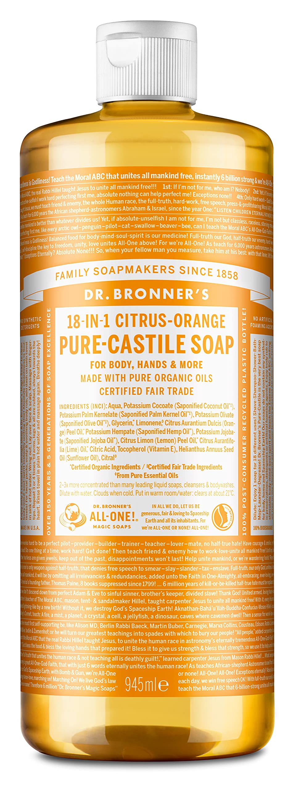 Dr. Bronner's Organic Liquid Soap Citrus 946 ml