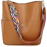 Bucket Purses for Women Designer PU Leather Bucket Bags With 2 Adjustable Guitar Strap Hobo Bags for Women