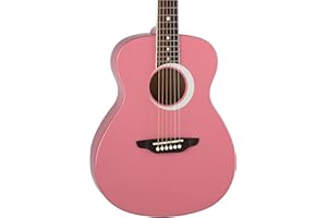 LUNA GUITARS Luna Aurora Borealis 3/4 Acoustic Guitar, Pink Pearl