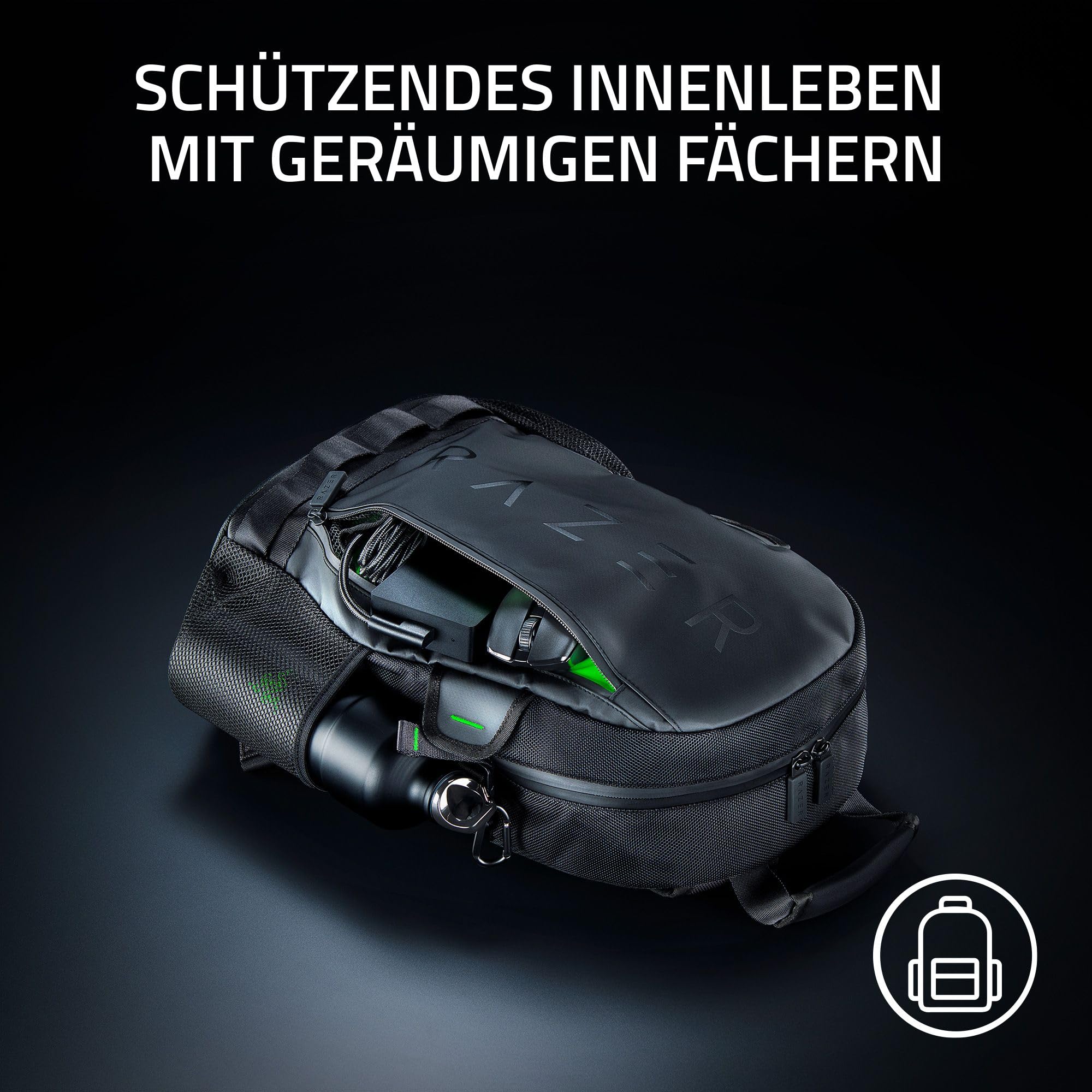 Razer Rogue V3 Backpack (13,3") Chromatic Edition - Kompakter Reise Rucksack (Fach für Laptop bis 13 Zoll, Abriebfest, Außenhülle aus Polyester) Schwarz 5