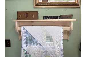 APPLETREE WOODCRAFTS Blanket Rack Holder Wall Hanging Wood Quilt Rack Unfinished