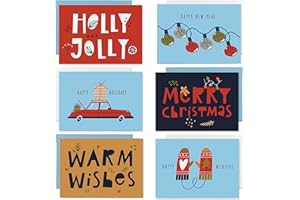 easykart labels 24 Classic Christmas Card Assortments - Holiday Greeting Cards 5.5" x 4", Sentiments Inside, Envelopes & Sealing Stickers Included