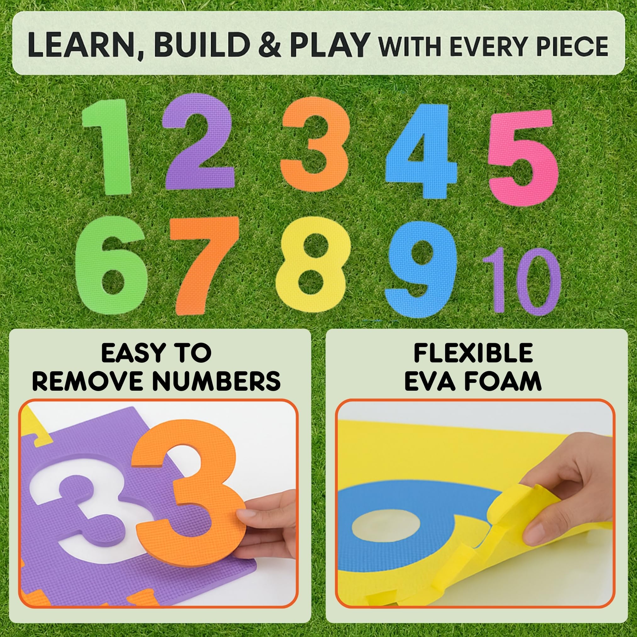 Hopscotch Playmat Foam Interlocking Puzzle Floor Mat - 10 Large Number Tiles (12