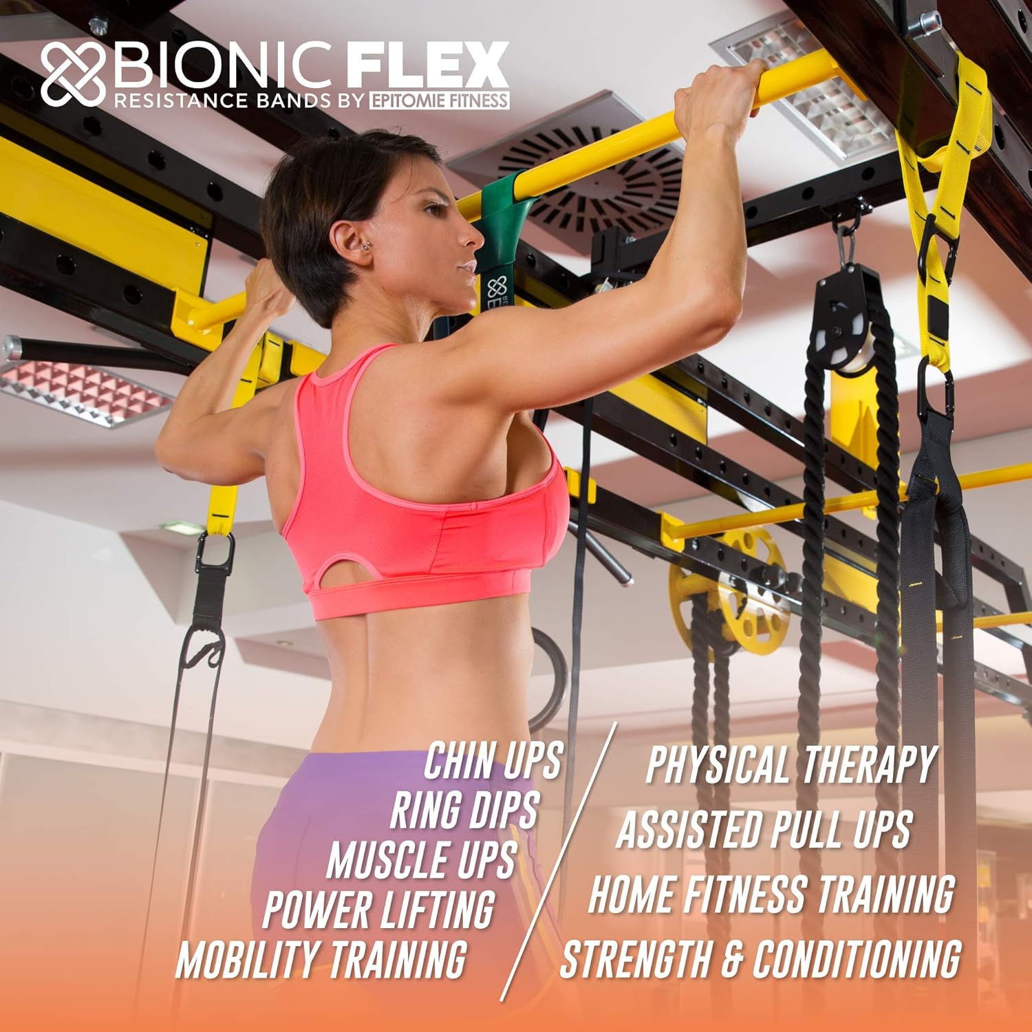 Epitomie Fitness Bionic Flex Pull Up Assistance Band – Premium Dual Layer Pull Up Assist Bands for Strength Training Exercise, Physical Therapy, Powerlifting, Stretching – Set of 4 Resistance Bands : Sports & Outdoors