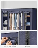 SONGMICS Fabric Wardrobe Portable Wardrobe with 12 Compartments Navy Blue view 8