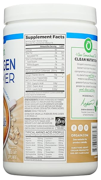 ORGAIN COLLAGEN COFFEE CREAMER, 10G GRASS FED HYDROLYZED COLLAGEN PEPTIDES, ORIGINAL – WITH ORGANIC OAT MILK POWDER, COCONUT OIL, MCT OIL, AVOCADO OIL, HAIR, SKIN, NAIL, & JOINT SUPPORT – 10OZ