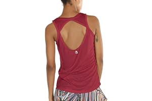 icyzone Women's Lightweight Breathable Open Back Workout Athletic Yoga Tank Tops