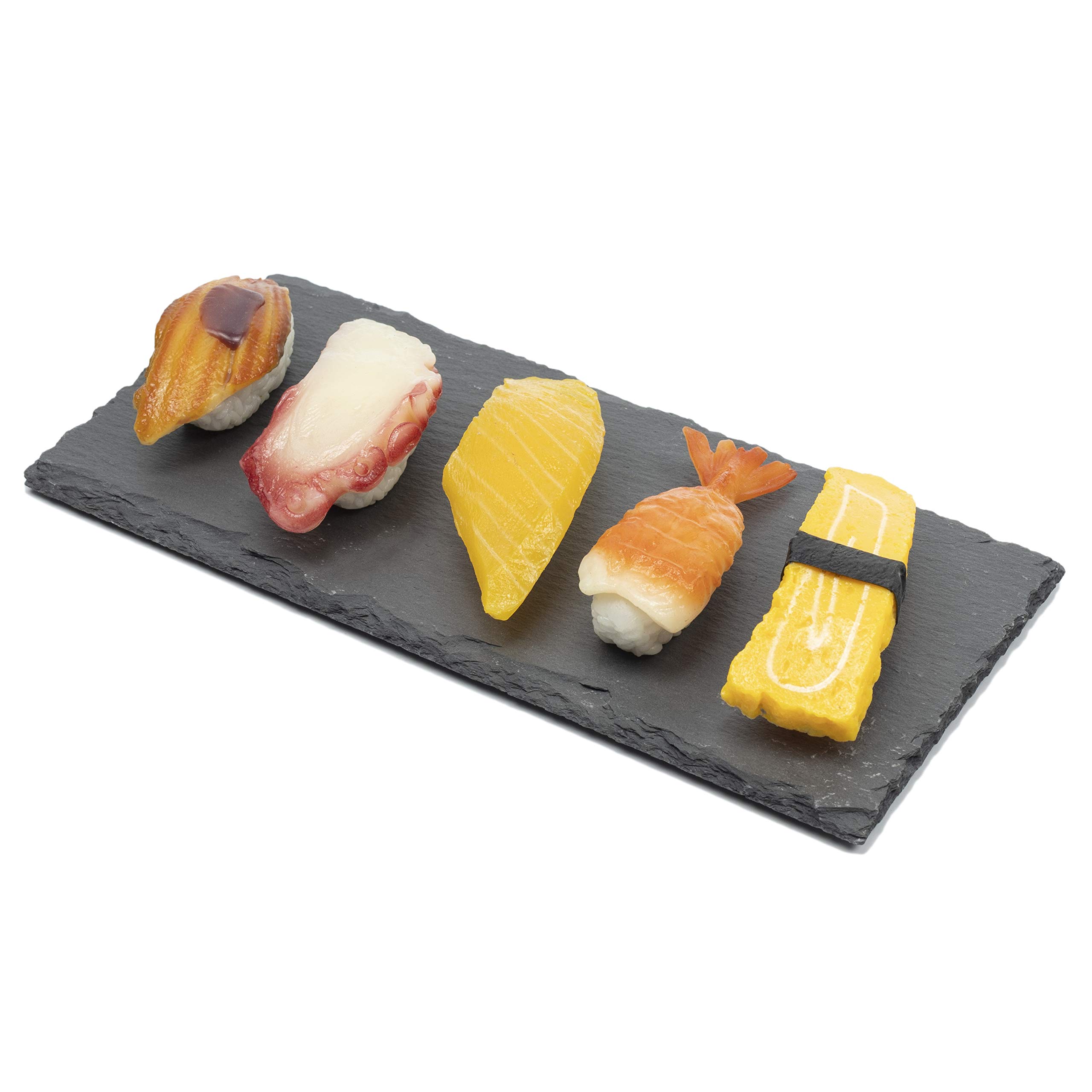 Y-Nut Sushi Plates Set,Slate Flat Rectangular Sushi Serving Tray Plates, Stone Rock Style Cheese Board Platter Sushi Making kit,25 x 12 cm (9.8 x 4.7 in) 4 Pcs