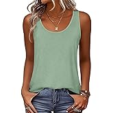 Zeagoo Womens Tank Tops Flowy Loose Fit Scoop Neck Casual Summer Tops Curvy Hem
