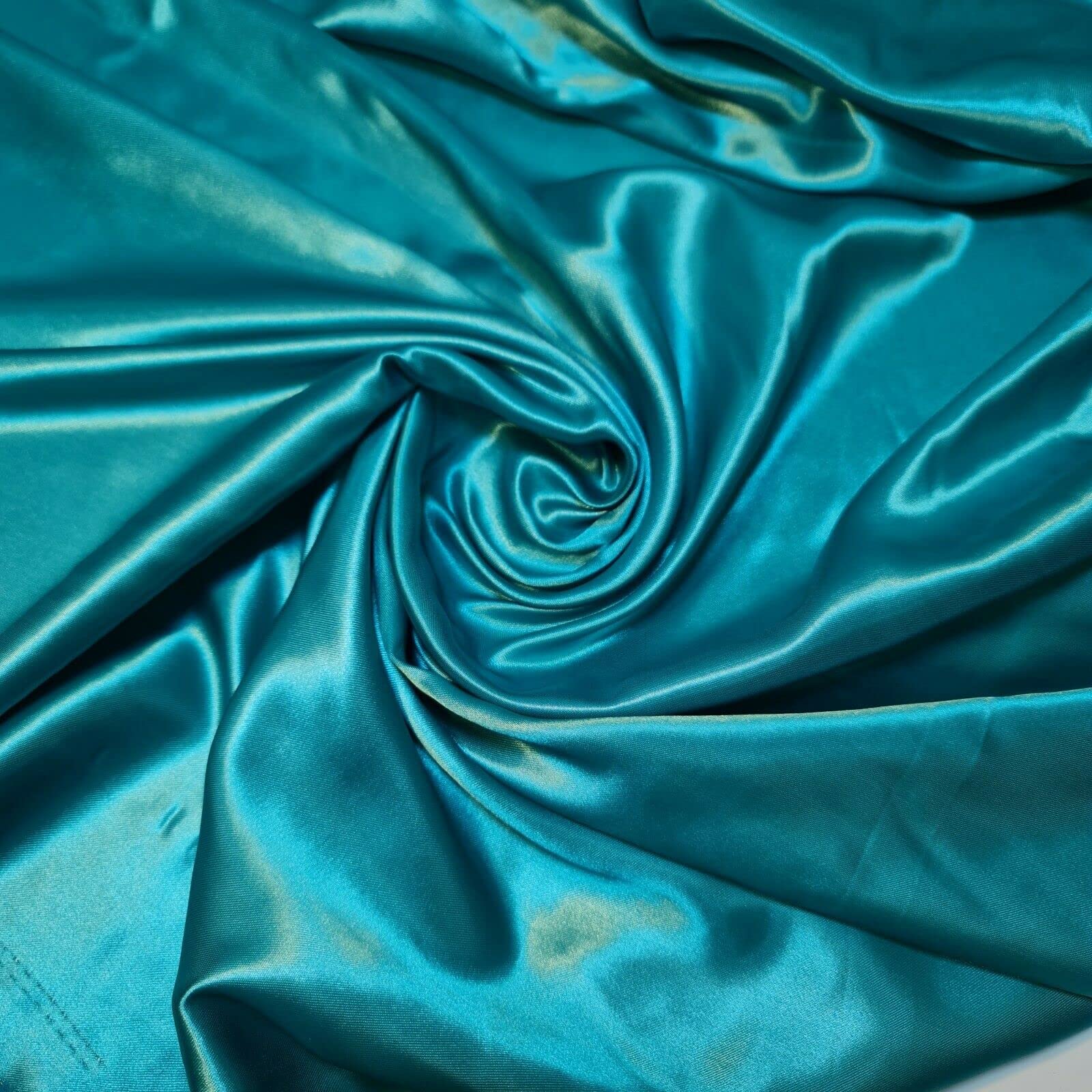 100% Polyester/Poly Silk Silky Satin Fabric, Dressmaking, Wedding, Prom - Dress Craft Fabric Material 58" - 150 cm Wide Sold As 1 Meter Pre - Cut Lengths (Sea Green) — image 1