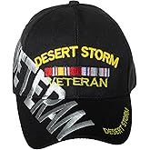 Artisan Owl Desert Storm Veteran Embroidered Adjustable Baseball Cap (Black Enhanced Embroidery)