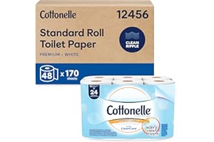 Cottonelle Professional Standard Roll Toilet Paper, Bulk (12456), Ultra CleanCare Bathroom Tissue, Clean Ripple Texture, White (48 Rolls of 170 Sheets, 8,160 Sheet Total)