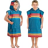 SUN CUBE Kids Towel Changing Swim Robe Surf Poncho, Quick Dry Microfiber Hooded Wearable Blanket for Boys Girls 3-7 Years, Sunset Blue