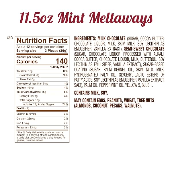 FANNIE MAY, MILK CHOCOLATE CANDY, MINT MELTAWAYS, GIFT BOX, 11.5 OZ