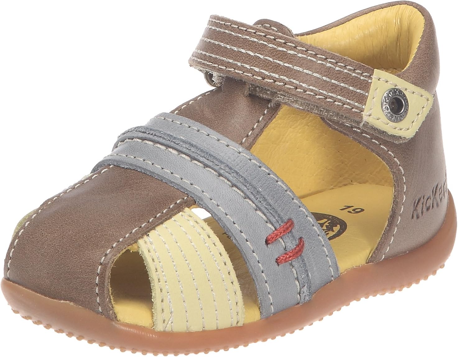 KICKERS Bigbazar-2 Sandales Garçon – Beige/Jaune, 23 EU – Cuir Confort Et Style
