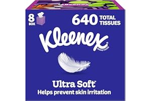 Kleenex Ultra Soft Facial Tissues, 8 Cube Boxes, 80 Tissues per Box, 3-Ply, Packaging May Vary