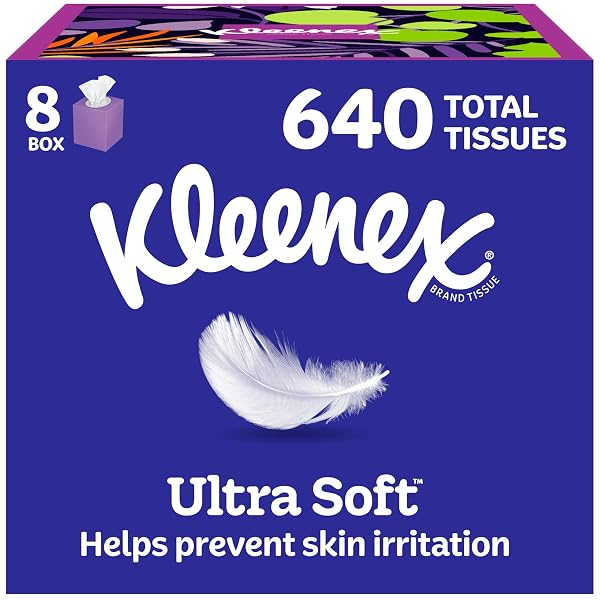 KLEENEX ULTRA SOFT FACIAL TISSUES, 8 CUBE BOXES, 80 TISSUES PER BOX, 3-PLY, PACKAGING MAY VARY