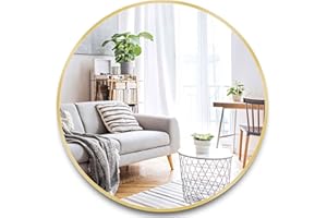 Itrue Round Gold Mirror 36 Inch for Bathroom Circle Mirrors for Wall Decorative Brushed Metal Frame Mirror for Living Room Bedroom