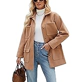 Omoone 2025 Winter Elegant Womens Pea Coat Mid Long Wool Coat Wool Blend Trench Coat with Pockets