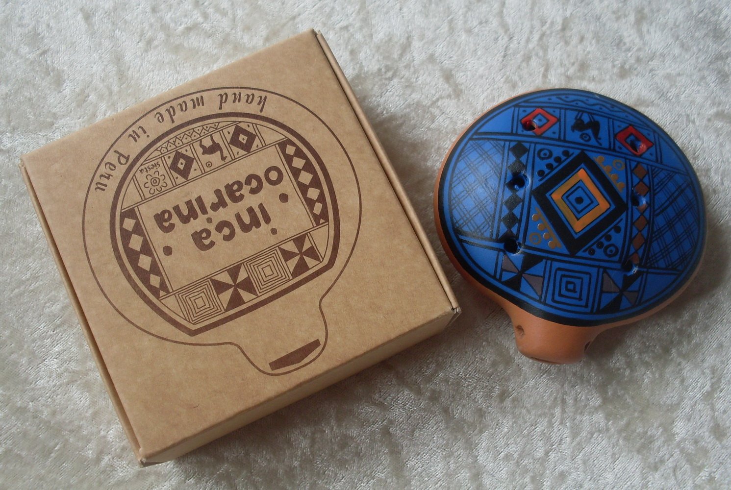 Traditional Peru Fair Trade Ocarina Flute - Navy Blue