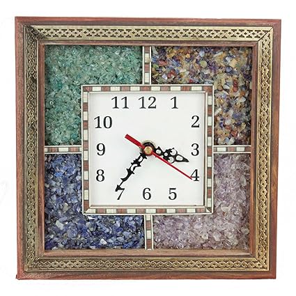 Antique Handcrafted Gemstone Wooden Wall Clock 104