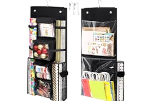 DNTORX Hanging Gift Wrapping Paper Storage, 40x16 inch Double-Sided Gift Wrap Organizer Christmas Wrapper Paper Container, Craft Roll Organizer Behind The Door Storage Heavy Duty Oxford Gift Bag Holder