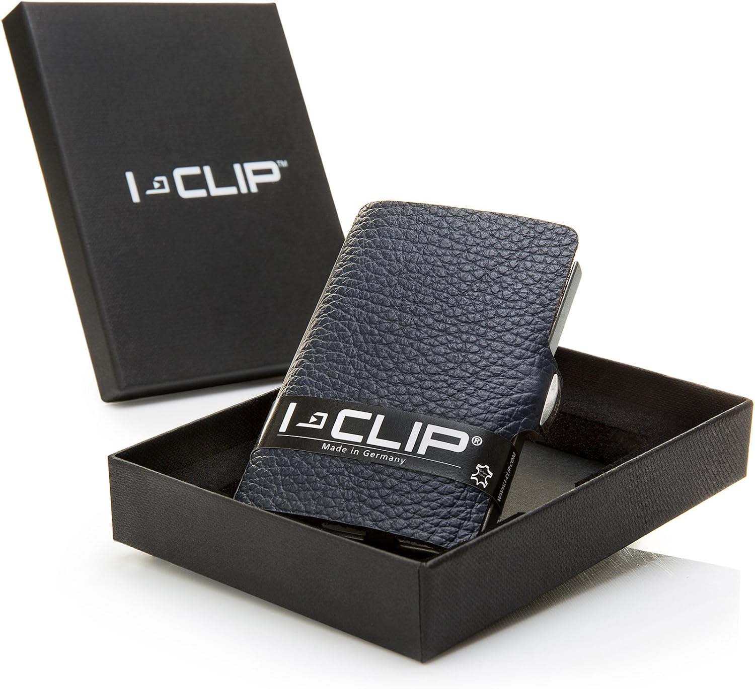 I-CLIP Original Mini Wallet with Money Clip - Slim Wallet - Leather Wallet - Premium Purse - Card Holder - Pure Blue - Image 3