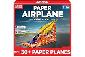 Doctor Jupiter Paper Airplane Book Kit, Crafts for Kids Ages 6+ | Birthday Gift Ideas for 6-7-8-9-10-11-12 Year Old Boys & Girls | Learning & Educational STEM Toy with 50 Paper Airplanes and Launcher