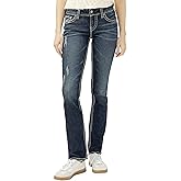 Silver Jeans Co. Women's Suki Mid Rise Curvy Fit Straight Leg Jeans