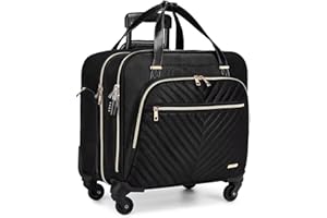 BAVERGE Rolling Laptop Bag Women with Spinner Wheels, Rolling 15.6” Computer Briefcase Overnight Duffle bag for Women Carry on Travel Work Business