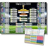 22.3'' * 33.11'' World Cup Tournament Record Canvas Poster + 23.39'' * 16.54'' Group Stage Tracker & Complete Game Information Table Paper Poster - Must-Have for Soccer Enthusiasts, Football Fans, Home & Office & Bar, Essential for Football Viewing Parties