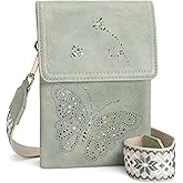 KITEVIUN Leather Small Crossbody Bags for Women Trendy Cell Phone Bag Wallet Purses Butterfly Design