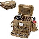 DSLEAF Tactical Gun Range Bag with 3 Pistol Cases, Gun Duffle Range Bag with 12X Magazine Slots and Extra Pockets for Shooting and Hunting