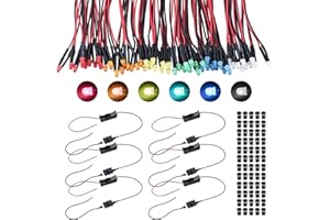 Patioer 126 Pcs 12V LED Lights Kit, 60 Pre-Wired 3mm LED Diodes with 60 Plastic Holders & 6 Battery Cases for Model Making, C