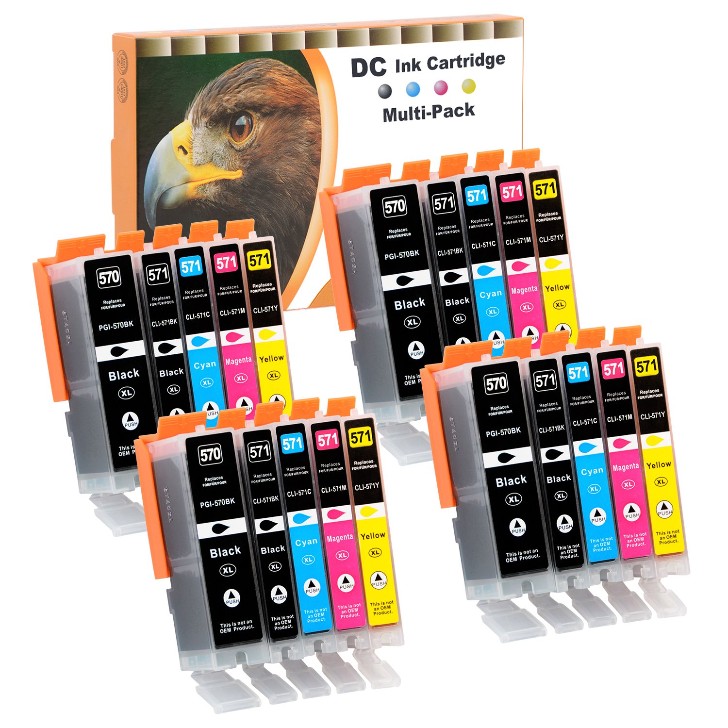 D&C Compatible Ink Cartridge Replacement for Canon PGI-570 CLI-571 for Canon PIXMA TS6051 TS6052 TS8050 TS8051 TS8052 TS8053 TS9050 TS9055 MG5750 MG5751 MG5753 MG6800 MG6851 MG6852 MG6853 (20-Pack)