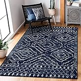 Wonnitar Moroccan Washable Rug 3x5, Blue Non-Slip Entryway Area Rug, Soft Farmhouse Bedroom Throw Mat, Geometric Low Pile Scandinavian Accent Carpet for Entry Kitchen Basement (Blue,3'x5')