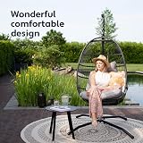 VITA5 Hanging Egg Chair with Frame Polyrattan Cushion Light Grey 150 kg view 4