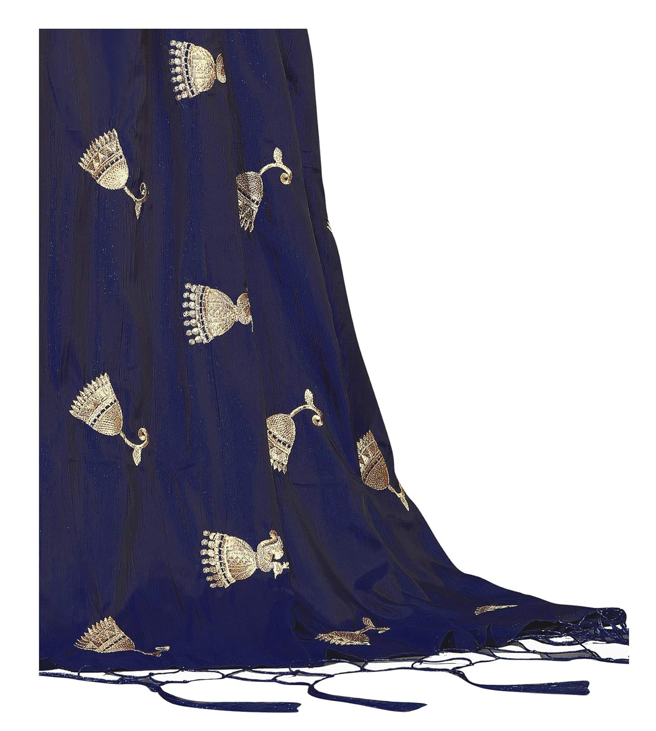 vastrang women's paper silk embroidered saree with tassels & blouse, 5459