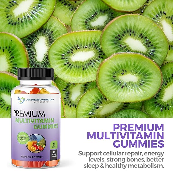 MULTIVITAMIN GUMMIES FOR ADULTS AND KIDS WITH VITAMIN A, C, D3, E, B6, B12, BIOTIN AND ZINC WITH NO HIGH FRUCTOSE CORN SYRUP, GLUTEN OR ARTIFICIAL SWEETENERS – 60 GUMMY VITAMINS, FULL 30-DAY SUPPLY