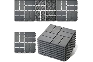 38 sq. ft Plastic Interlocking Deck Tiles,12"x12" Patio Floor Decking Tiles Composite Waterproof Outdoor Patio Deck Tiles for