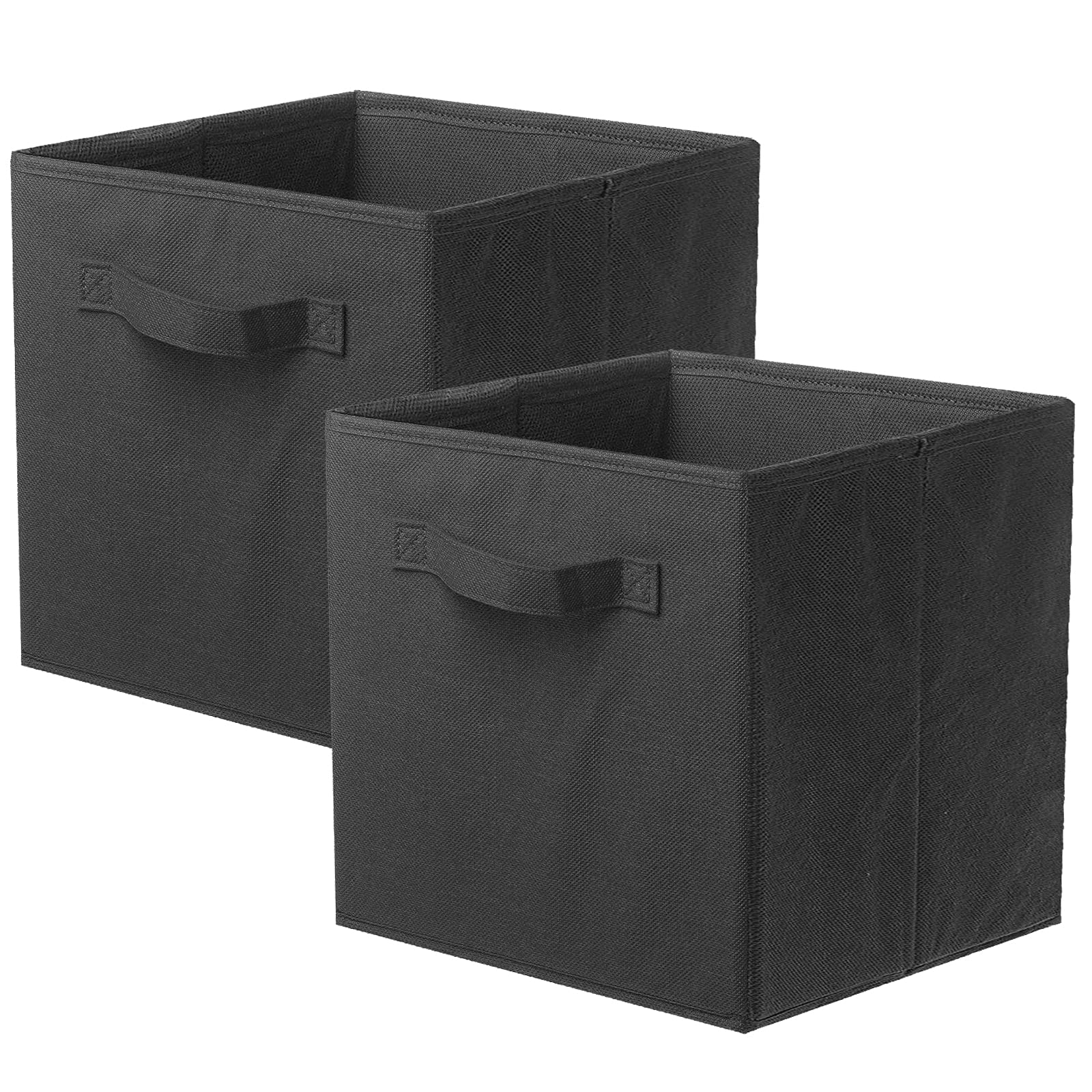 PowerKing Storage Bins, Foldable Fabric Storage Cubes And Cloth Storage Organizer Drawer For Closet And Toys Storage,2 Pack，Black