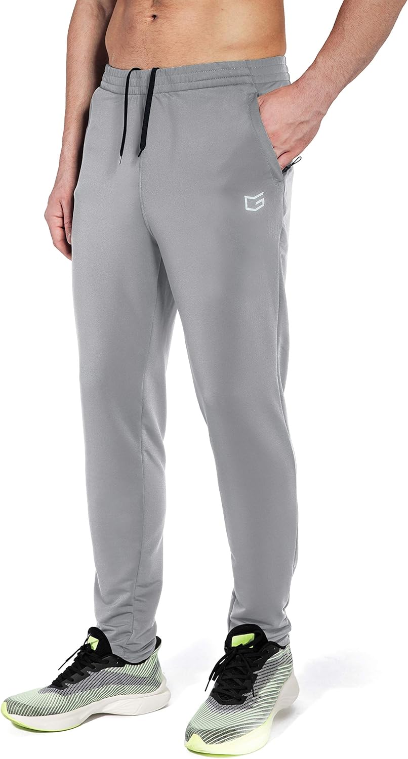 G Gradual Men's Sweatpants with Zipper Pockets Tapered Track Athletic Pants for Men Running, Exercise, Workout: Clothing