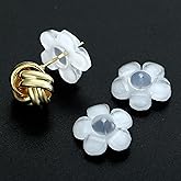 Comfortable and Colorful Ear Lobe Support Patches Earring Backs, Hypoallergenic Earring Backs with Plastic Backer Support for Droopy Ears, 6 Pieces, Prevents Stretching and Tearing (White)