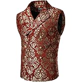 VATPAVE Mens Victorian Double Breasted Vest Gothic Steampunk Waistcoat