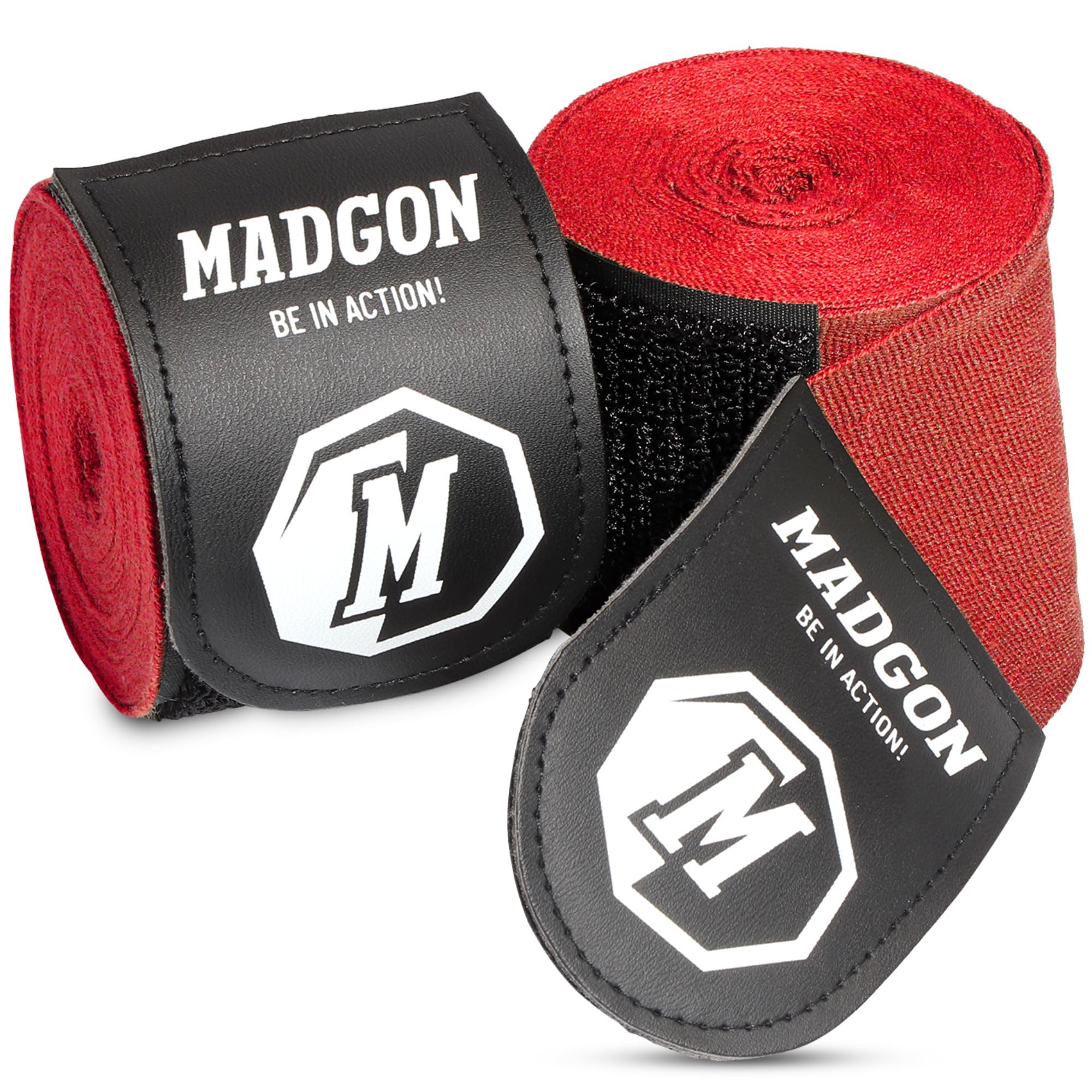 MADGON Boxing Wraps with high-grade Hook and Loop Strap and Thumb Loop - 3m / 3,8m / 4,5m - Durable Hand Wraps for MMA, Boxing, Kickboxing, Sparring - Wrist Wraps - Excellent Sweat Absorption