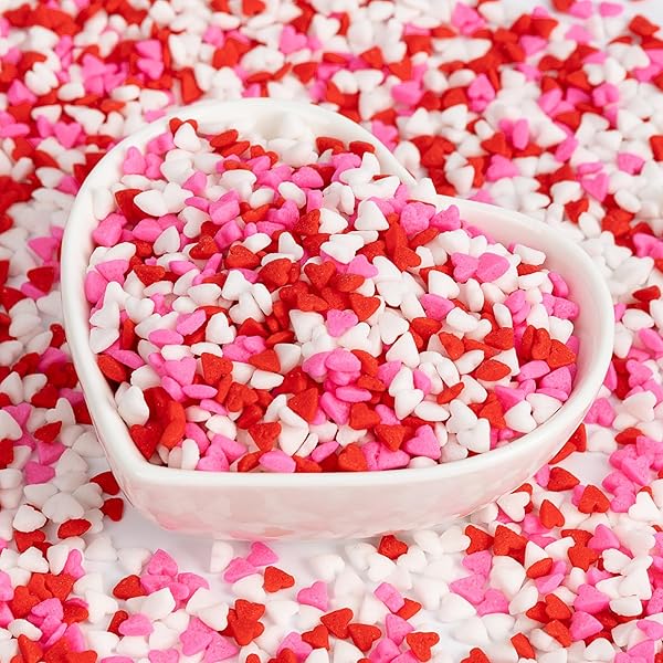 EDIBLE HEART SPRINKLES FOR CAKE DECORATING,RED PINK WHITE SMALL HEART SHAPES MIX,MINIATURE SUGAR SPRINKLE FOR BAKING DECORATIONS,CAKE ICE CREAM COOKIES CUPCAKE CHOCOLATE TOPPER BIRTHDAY WEDDING MOTHER’S DAY SUPPLIE