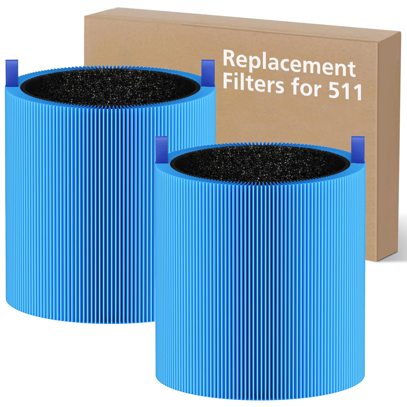 Photo 1 of 511 A11ergenBlock Replacement Filter Compatible with Blueair Blue Pure 511 Air Purifier, 2-in-1 511 HEPA Filter with Activated Carbon for Pet Fur, Dander & Odor, Blue(2 Pack)
